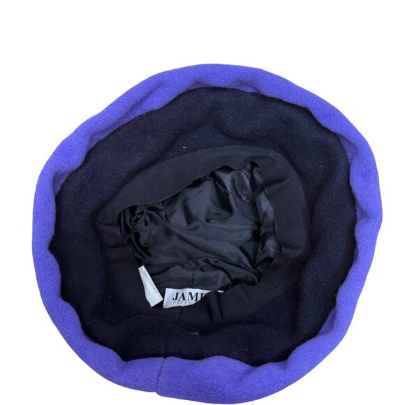 James Peter Vintage Purple & Black Wool Cashmere Women's Cloche Hat Retro Style - Picture 13 of 13
